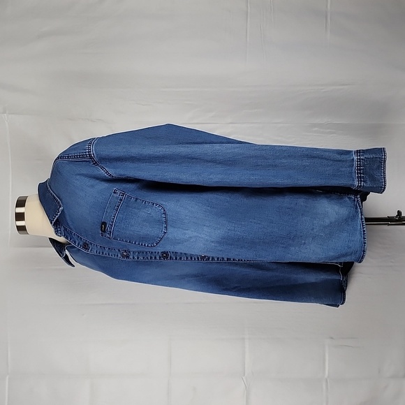 Vintage 90’s Lee Oversized Blue Denim Longline Grunge Button Down Shirt. XL - Picture 3 of 12